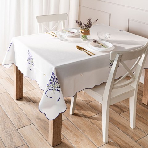 LAWENDOWA POLANA Obrus z haftem, 140x180cm, kolor biały 291771/KSP/001/140180/1