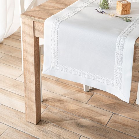 MODENA Bieżnik z gipiurą, 38cmx140cm, kolor biały 202725/KSP/L01/038140/1