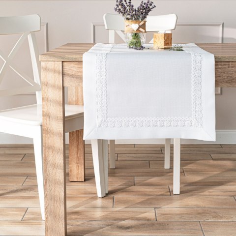 MODENA Bieżnik z gipiurą, 38cmx140cm, kolor biały 202725/KSP/L01/038140/1