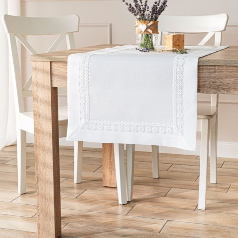 MODENA Bieżnik z gipiurą, 38cmx160cm, kolor biały 202725/KSP/L01/038160/1