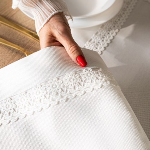 MODENA Bieżnik z gipiurą, 38cmx160cm, kolor biały 202725/KSP/L01/038160/1