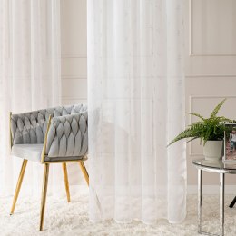 RIBBON Firana gotowa na woalu w diamentowe kokardki, na srebrnych przelotkach z ołowianką, 250x140cm, kolor biały