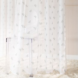 RIBBON Firana gotowa na woalu w diamentowe kokardki, na srebrnych przelotkach z ołowianką, 250x140cm, kolor 003 biały