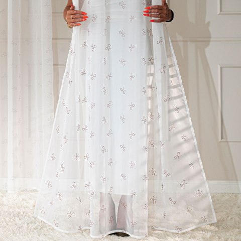 RIBBON Firana gotowa na woalu w diamentowe kokardki, na taśmie z ołowianką, 250x140cm, kolor 002 biały