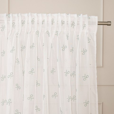 RIBBON Firana gotowa na woalu w diamentowe kokardki, na taśmie z ołowianką, 250x140cm, kolor 003 biały.