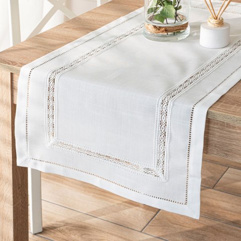 SELVIA Bieżnik z gipiurą, 38cmx160cm, kolor biały 250200/KSP/L01/038160/1