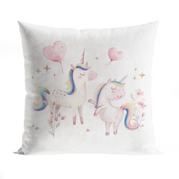 SŁODKIE JEDNOROŻCE Poszewka dekoracyjna VELVET, 40x40cm, kolor biały P00236/POP/001/040040/1