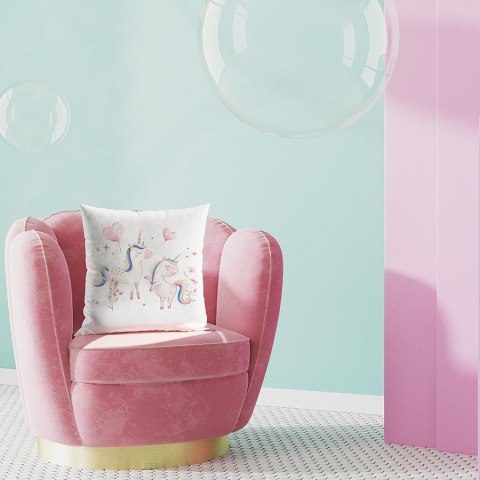 SŁODKIE JEDNOROŻCE Poszewka dekoracyjna VELVET, 40x40cm, kolor biały P00236/POP/001/040040/1