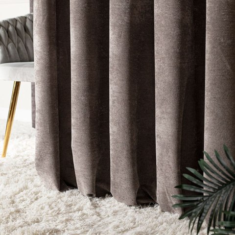 SOFT Zasłona gotowa na przelotkach, 140x260cm, kolor 025 szarobrązowy TD0035/ZGP/025/140260/1