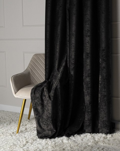 SOFT Zasłona gotowa na przelotkach, 140x260cm, kolor 028 czarny TD0035/ZGP/028/140260/1