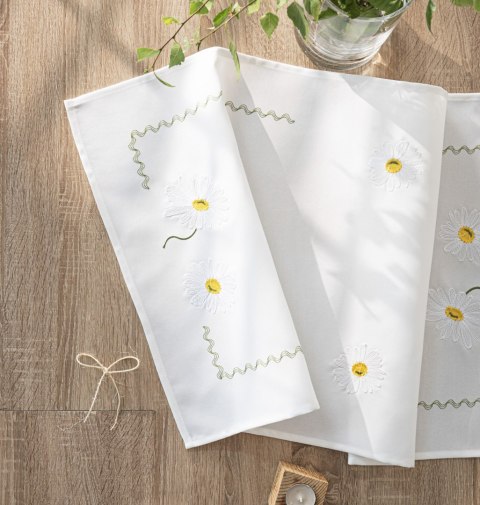 SUMMER Bieżnik z haftem, 38cmx160cm, kolor biały 192037/KSP/L01/038160/1