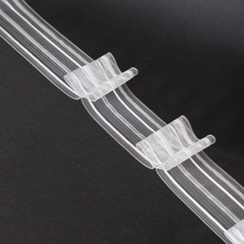 Taśma PODWÓJNA ZAKŁADKA 1:2, szer. 5cm, transparentna z białym sznurkiem FM050-22-1C3 TASMAA/U2Z/200/005000/1