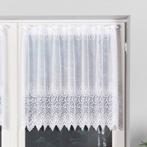 VIOLETTA Zazdrostka żakardowa ze wzorem pasowym, wys. 80cm, kolor biały 001539/BLY/001/000080/1