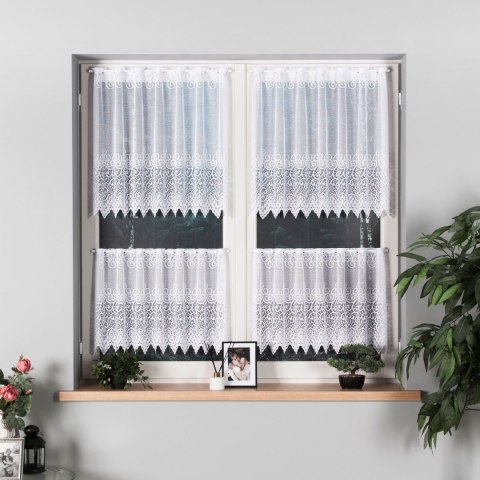 VIOLETTA Zazdrostka żakardowa ze wzorem pasowym, wys. 80cm, kolor biały 001539/BLY/001/000080/1