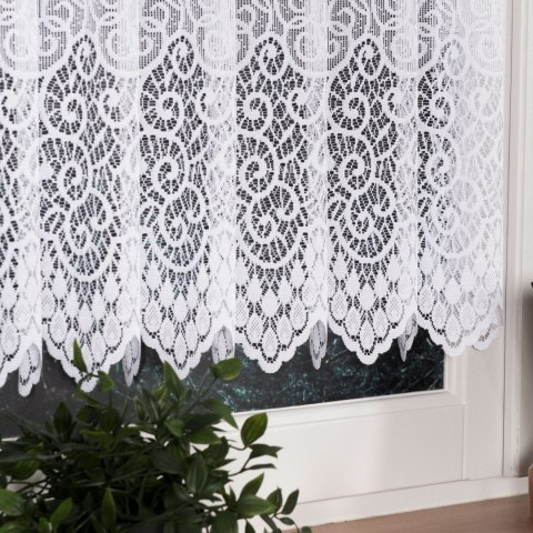 VIOLETTA Zazdrostka żakardowa ze wzorem pasowym, wys. 80cm, kolor biały 001539/BLY/001/000080/1