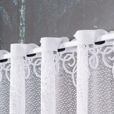 VIOLETTA Zazdrostka żakardowa ze wzorem pasowym, wys. 80cm, kolor biały 001539/BLY/001/000080/1