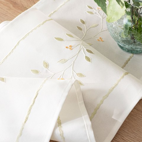 ZIELONA MELODIA Bieżnik z haftem, 38cmx140cm, kolor biały 291829/KSP/L01/038140/1