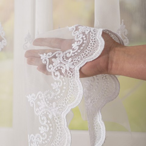 Firanka haftowana pasowa, wys.170cm, kolor biały FH0040/768/001/000170/1