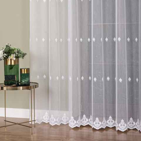 Firanka haftowana pasowa, wysokość 300cm, kolor biały FH0042/768/001/000300/1