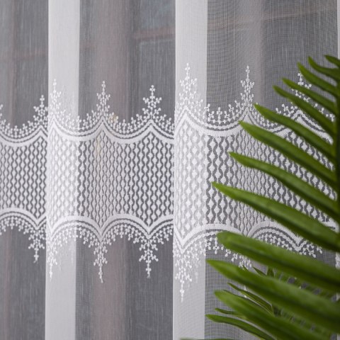 Firanka haftowana pasowa, wys. 300cm, kolor biały FH0045/768/001/000300/1