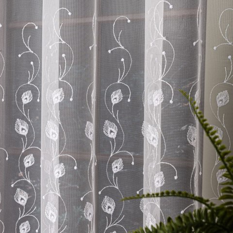 Firanka haftowana samym dołem, wys. 300cm, kolor biały FH0049/020/001/000300/1