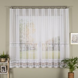 Firanka z aplikacją pasowa, wys. 175cm, kolor biały 009422/433/001/000175/1
