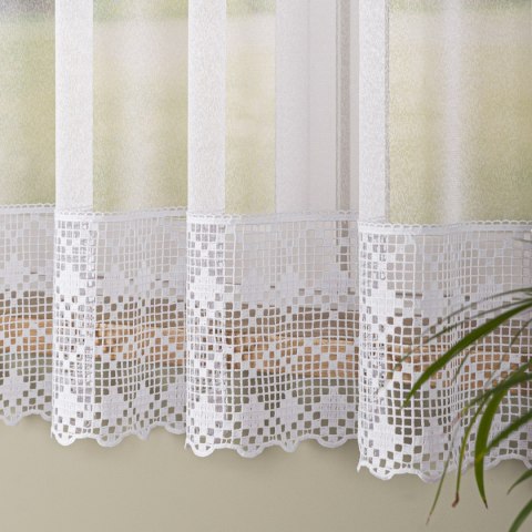 Firanka z aplikacją pasowa, wys. 175cm, kolor biały 009422/433/001/000175/1