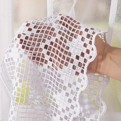 Firanka z aplikacją pasowa, wys. 175cm, kolor biały 009422/433/001/000175/1