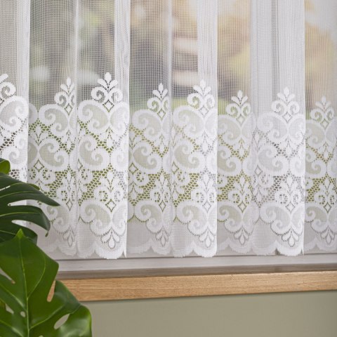 Firanka żakardowa ze wzorem na samym dole, wys. 155cm, kolor biały 015997/000/001/000155/1