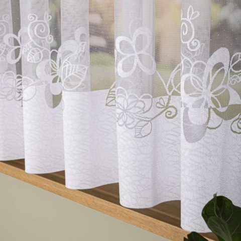 Firanka żakardowa ze wzorem na samym dole, wys. 155cm, kolor biały 107199/000/001/000155/1