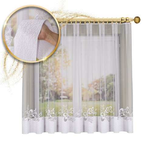 Firanka żakardowa ze wzorem na samym dole, wys. 175cm, kolor biały 107199/000/001/000175/1