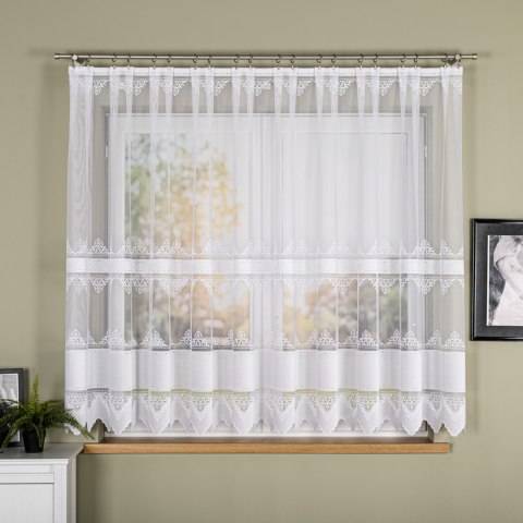 Firanka żakardowa ze wzorem pasowym, wys. 155cm, kolor biały 107363/000/001/000155/1