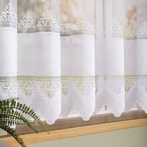 Firanka żakardowa ze wzorem pasowym, wys. 155cm, kolor biały 107363/000/001/000155/1