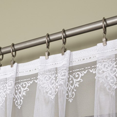 Firanka żakardowa ze wzorem pasowym, wys. 155cm, kolor biały 107363/000/001/000155/1