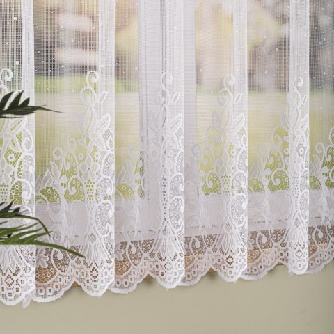 Firanka żakardowa ze wzorem pasowym, wys. 170cm, kolor biały 019461/000/001/000170/1