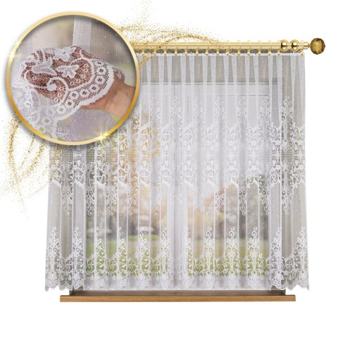 Firanka żakardowa ze wzorem pasowym, wys. 170cm, kolor biały 019461/000/001/000170/1