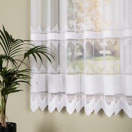 Firanka żakardowa ze wzorem pasowym, wys. 175cm, kolor biały 107363/000/001/000175/1