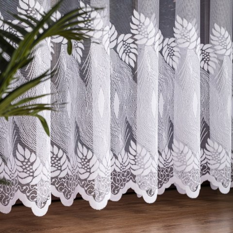 Firanka żakardowa ze wzorem pasowym, wys. 250cm, kolor biały 049365/000/001/000250/1