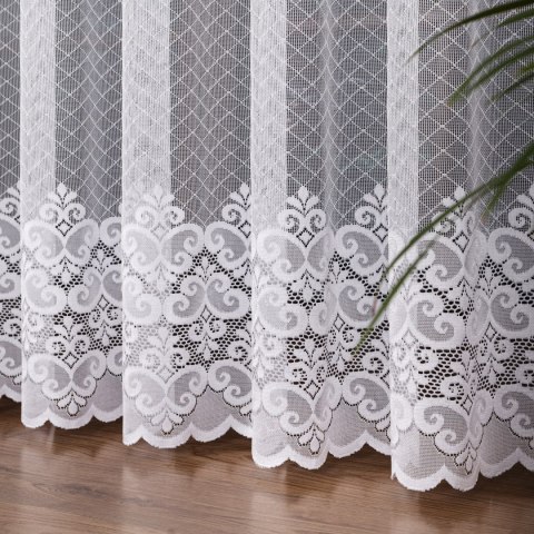 Firanka żakardowa ze wzorem pasowym, wys. 250cm, kolor biały 115821/000/001/000250/1