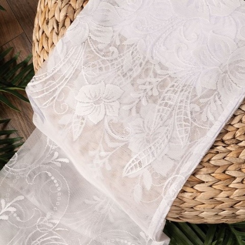 Firanka żakardowa ze wzorem po całości, wys.230cm, kolor biały 018041