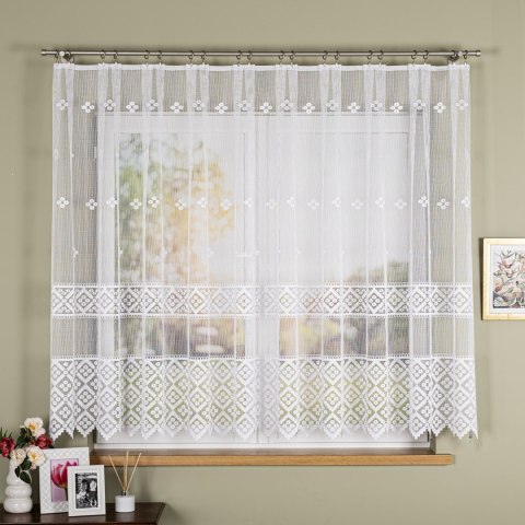 Firanka żakardowa ze wzorem po całości, wys. 155cm, kolor biały 011450/000/001/000155/1