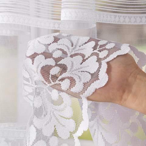 Firanka żakardowa ze wzorem po całości, wys. 160cm, kolor biały 017563/000/001/000160/1