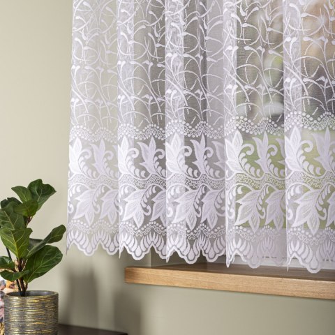 Firanka żakardowa ze wzorem po całości, wys. 160cm, kolor biały 049348/000/001/000160/1