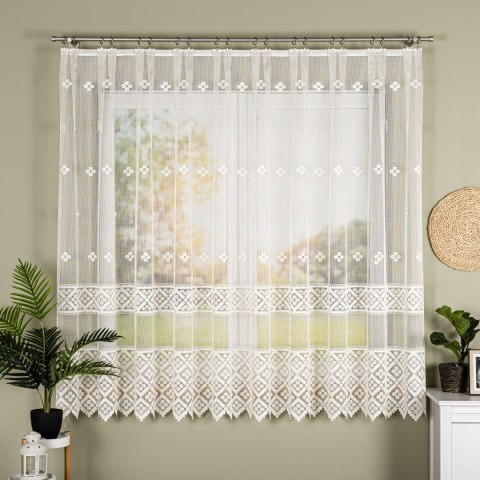 Firanka żakardowa ze wzorem po całości, wys. 175cm, kolor 025 kremowy 011450/000/025/000175/1
