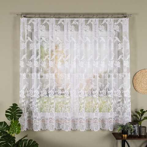 Firanka żakardowa ze wzorem po całości, wys. 180cm, kolor biały 049815/000/001/000180/1