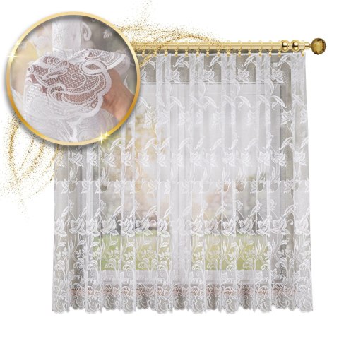 Firanka żakardowa ze wzorem po całości, wys. 180cm, kolor biały 049815/000/001/000180/1