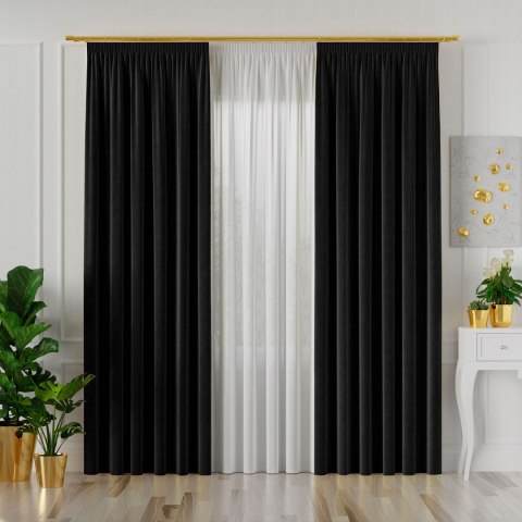 VELVI Zasłona gotowa na taśmie, 140x160cm, kolor 111 czarny VELVI0/ZGT/111/140160/1
