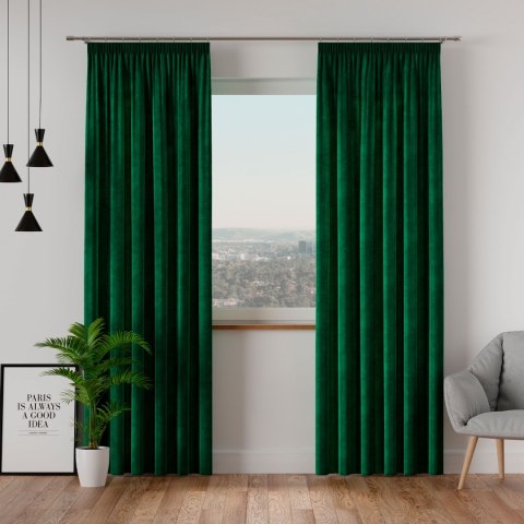 VELVI Zasłona gotowa na taśmie, 140x230cm, kolor 010 ciemny zielony; butelkowy VELVI0/ZGT/010/140230/1