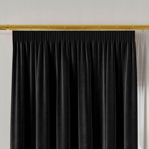 VELVI Zasłona gotowa na taśmie, 140x230cm, kolor 111 czarny VELVI0/ZGT/111/140230/1