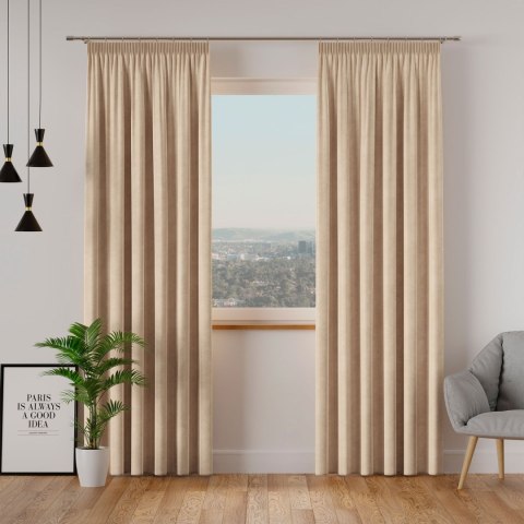 VELVI Zasłona gotowa na taśmie, 140x240cm, kolor 015 ciemny kremowy VELVI0/ZGT/015/140240/1